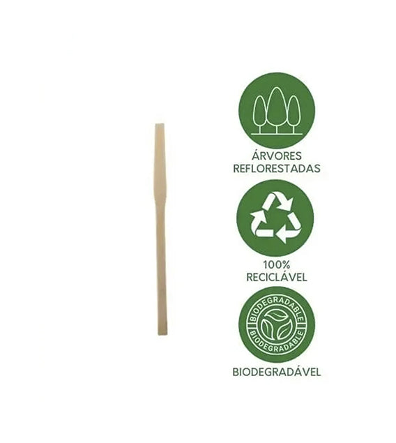 Mexedor Madeira 9cm Café Curto - 500 unidades Biodegradável