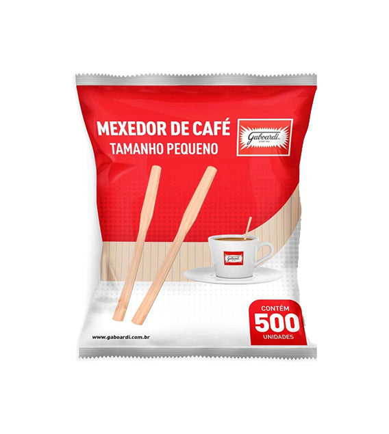 Mexedor Madeira 9cm Café Curto - 500 unidades Biodegradável